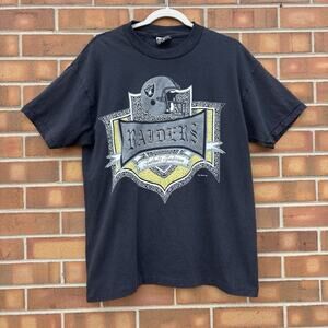 Vtg 90s Las Vegas Raiders NFL Black Vintage Oakland California Single Stitch L